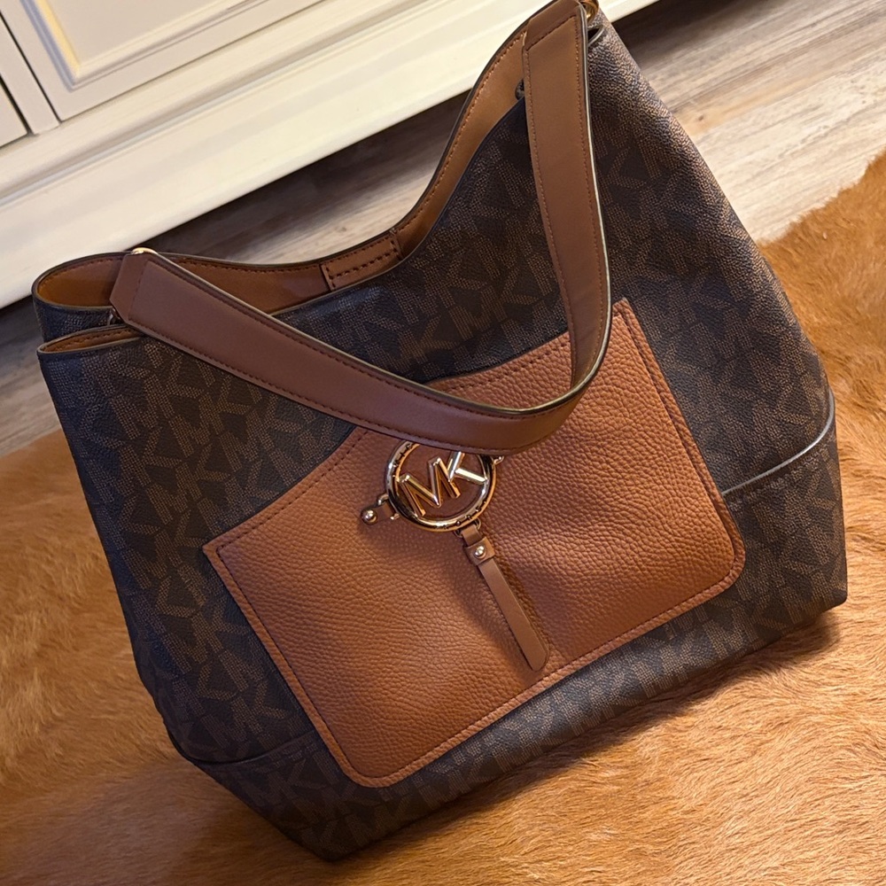 Michael Kors Dark Brown and Tan Shoulder Bag